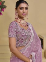 Lavender Pure Banarasi Tuscany Saree